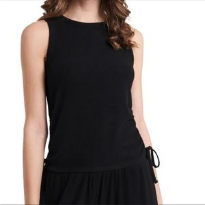 1.State Side Seam Ruched Black Sleeveless Tank Side Ties Women’s Size Large